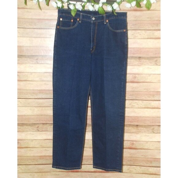 Levi's 550 Dark Wash Men's Blue Jeans Size 38X32 Straight Leg 5 Pockets Stretch - Picture 1 of 11